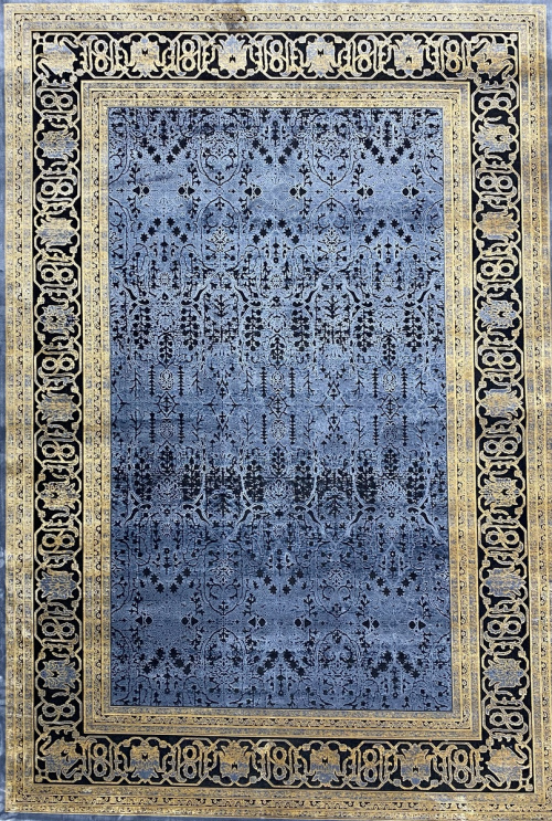 Классический Ковер Gabbeh 6463C Yellow / Navy Blue — купить в Красноярске с доставкой по России | Grand Carpets