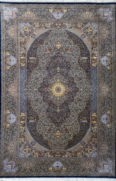 Классический Ковер Qum Original 246 Navy — купить в Красноярске с доставкой по России | Grand Carpets